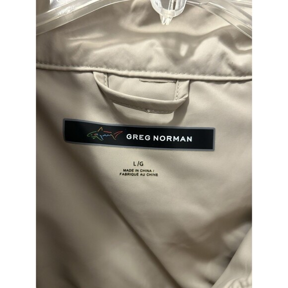 Greg Norman Mens Size Large Tan Khaki Short Sleeve Pullover Jacket Beige Golf - Picture 2 of 5